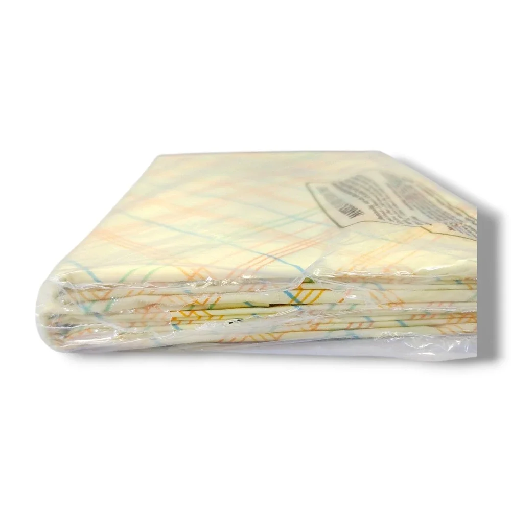 Vintage MARTEX Full Size No-Iron Percale 2-Flat Sheets 1-Pillowcase Yellow Plaid
